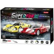 Joysway: SuperFun 302 - 1/43 USB Power Slot Car Racing Set, Layout Size: 90"x32", LED Headlights, Lap Counter, Ages 8+