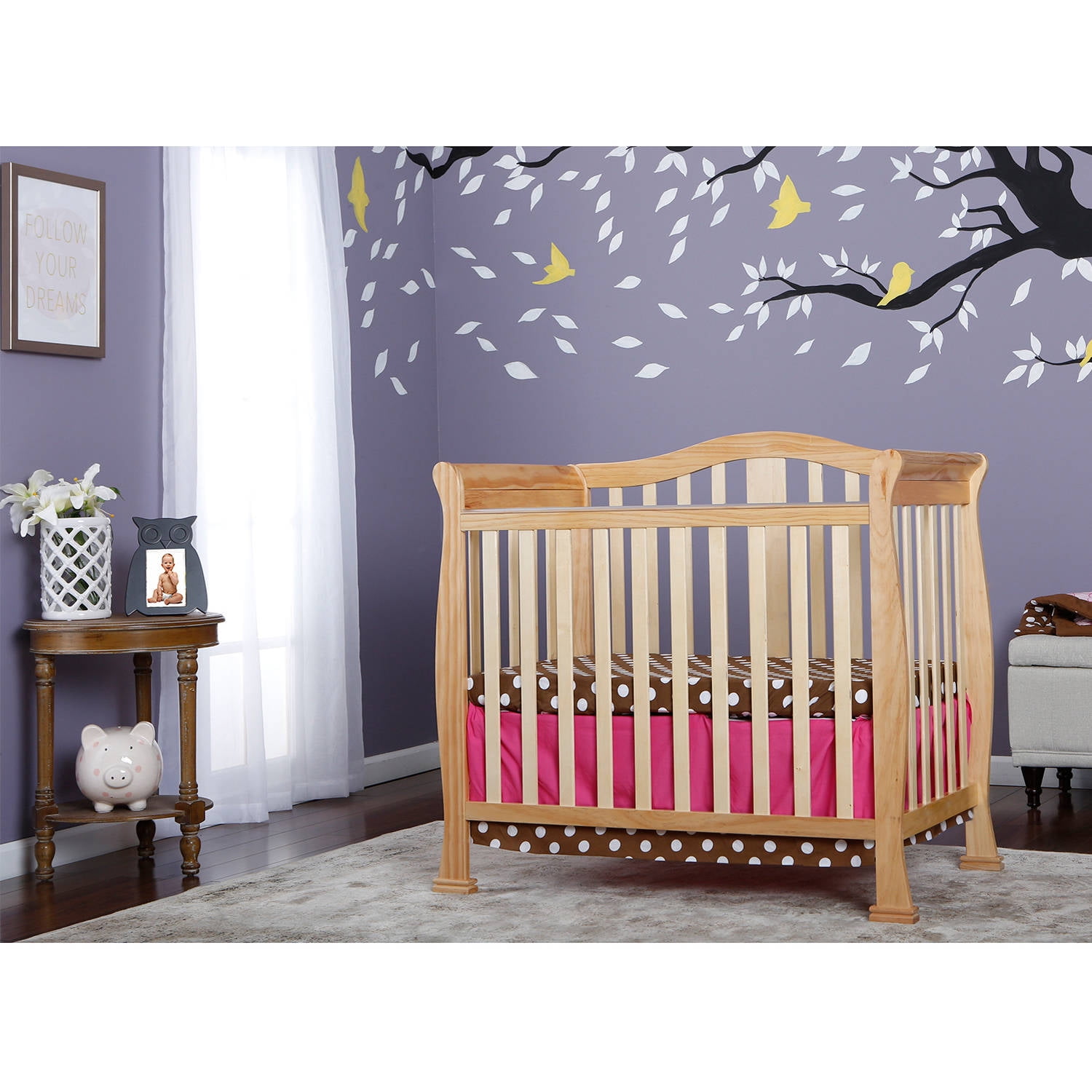 Dream On Me Naples 4 In 1 Convertible Mini Crib Natural