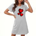 thumbnail image 1 of Camisón corto de San Valentín para mujer, talla grande, estampado en el pecho, cuello redondo, manga corta, 1 of 3