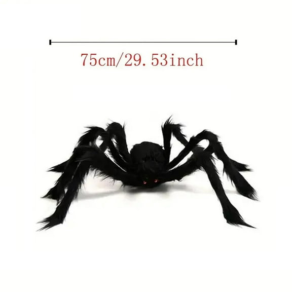 Halloween Giant Spider & Web Decoration Set, 1 Pack, 29'' Creepy Fake Hairy Black Spider, Uncharged Outdoor Scary Props for Ages 14 | Goldenrow