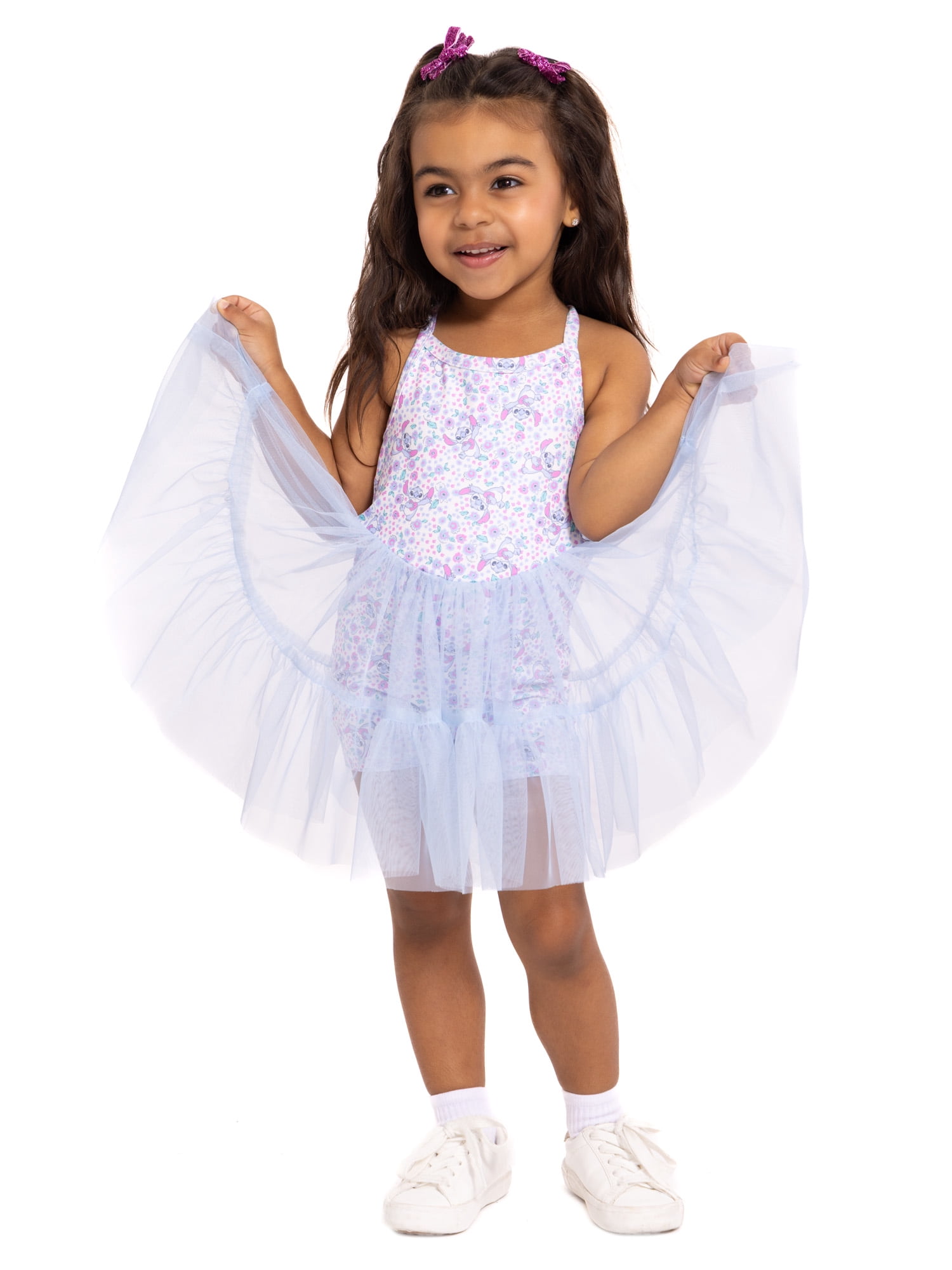 Stitch Toddler Girls' Sleeveless Romper with Tulle Skirt, Sizes 12M-5T