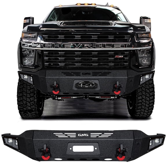 Vijay Compatible with 2020-2021-2022-2023 Chevrolet Silverado 2500hd/3500hd Front Bumper Textured Black Steel with Light and D-rings