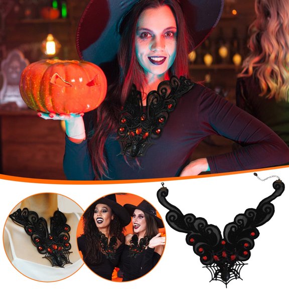 HOARBOEG Halloween Necklace Decorative Necklace Collarbone Choker Fashion Ladies Lace Necklace Pendant Necklace for Women Necklace Jewelry Gift Halloween Costume, Black