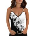 thumbnail image 4 of USSUMA Sexy Lace Trim Tank Tops Summer Tops for Women 2022 Trendy Floral Print Womens Tunic Tops v Neck Basic Shirts Tees Sleeveless Dressy Blouses for Women, 4 of 5