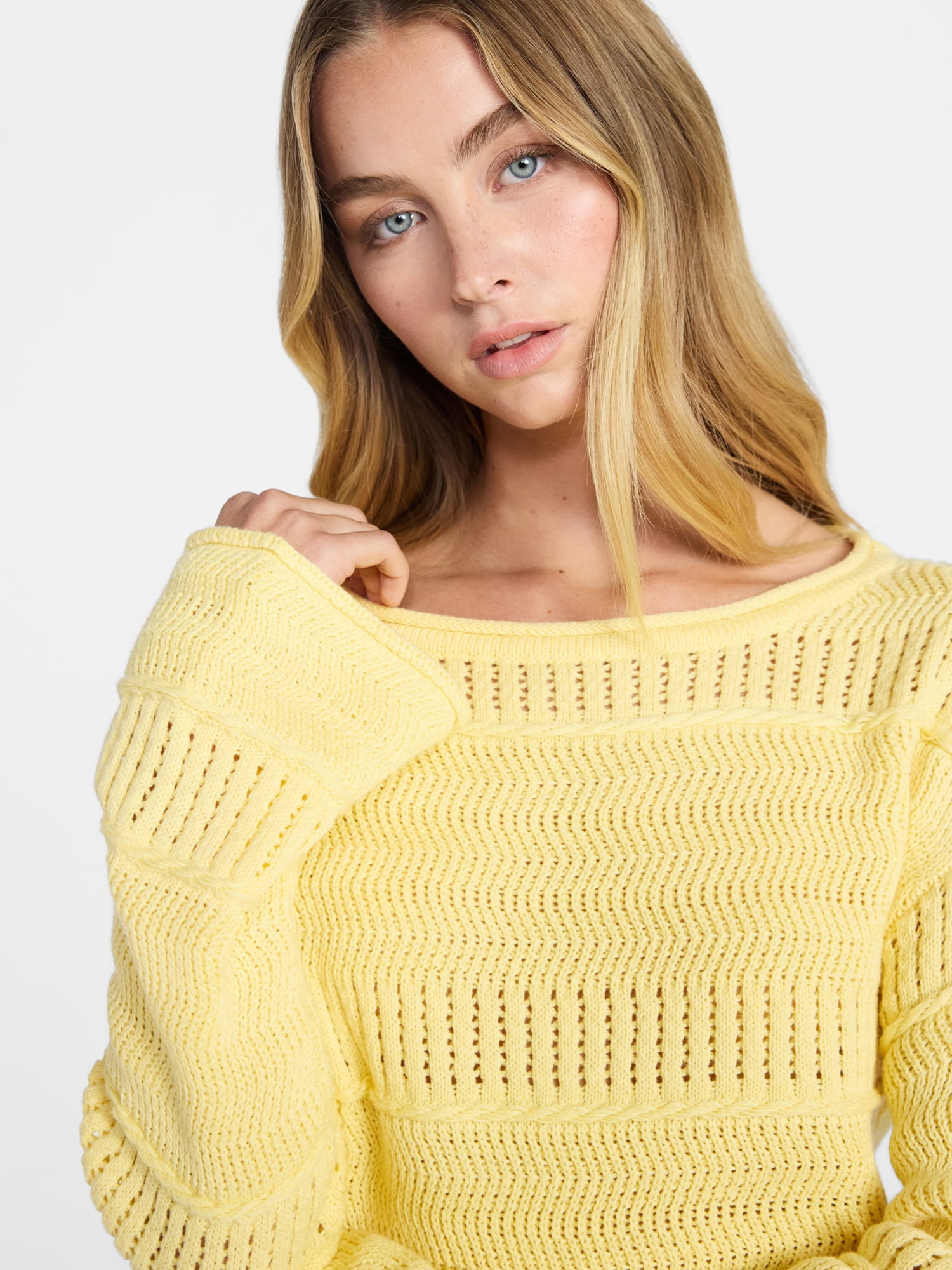 No Boundaries Boat Neck Pullover Sweater, Midweight, Women's XXS-XXL