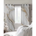 thumbnail image 3 of White Golden Marble Blackout Curtains, Light Blocking Print Window Curtains, Modern Abstract Art Marble Flow Thermal Insulated Window Drapes for Living Room Kitchen Cafe 2 Panels, 104"W x 72"L, 3 of 9