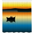 thumbnail image 3 of Ambesonne Nature Shower Curtain, Sunset at Lake Fishing, 69"Wx70"L, Orange Blue, 3 of 3