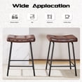 thumbnail image 6 of 25" Saddle Counter Stools Set of 4, Tufted Faux Leather Counter Height Bar Stools with Metal Legs for Kitchen Island, Dark Brown, 6 of 6