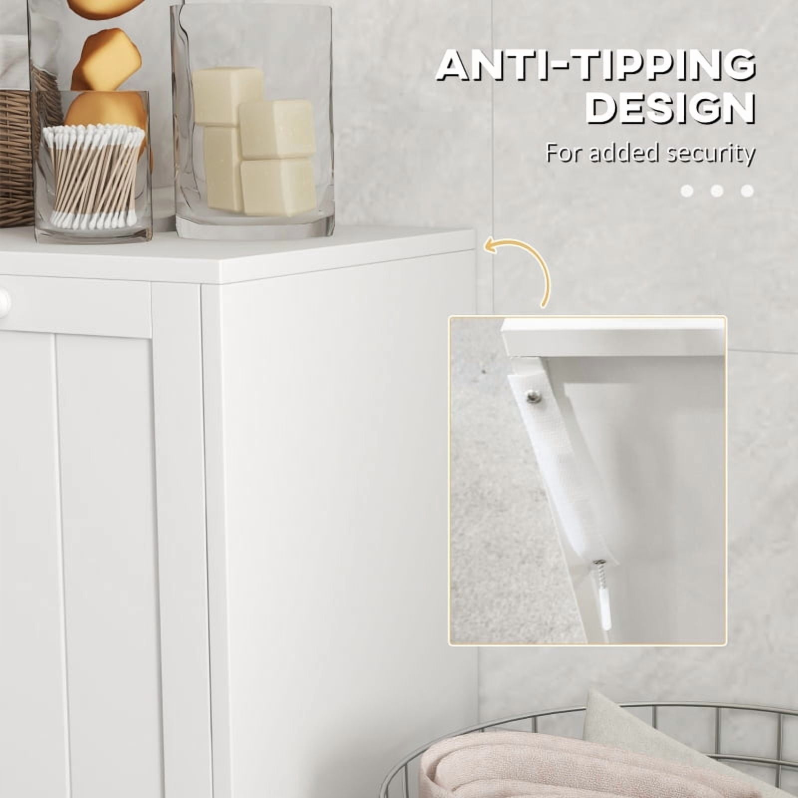 Alvantor Double Laundry Storage Cabinet with 2 Pull-Out Hampers, Bathroom Organizer 66" x 33" x 68" White