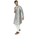 thumbnail image 3 of In-Sattva Men's Festive Rich Embellished Handcrafted Knee-Length Kurta Tunic; Silver Grey; SM, 3 of 6