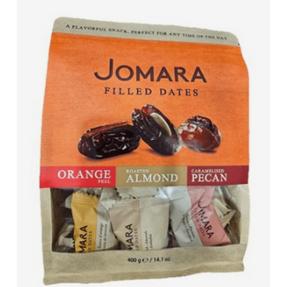 Jomara Dates Filled Mix 3 Flavors (w/ Almond, w/ Pecan, w/ Orange Peel) Individually Wrapped