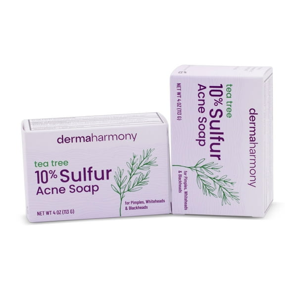 DermaHarmony 10% Sulfur and Tea Tree Bar Soap - 4 oz - (2 Bars)