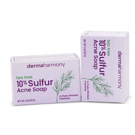 DermaHarmony 10% Sulfur and Tea Tree Bar Soap - 4 oz - (2 Bars)