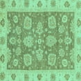 thumbnail image 1 of Ahgly Company Machine Washable Indoor Square Abstract Turquoise Blue Modern Area Rugs, 6' Square, 1 of 4