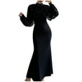 thumbnail image 2 of Qulqfy Long Sleeve Wedding Dresses for Women Maxi Black Turtleneck Fashion Bodycon Mesh Dresses Dresses for Women L, 2 of 3