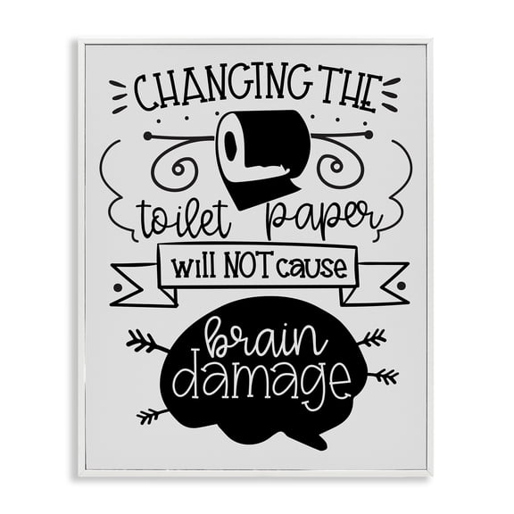 Stupell Industries Eclectic Change Toilet Paper Humor White Framed Giclee Art, 11 x 14, by LSR Design Studio