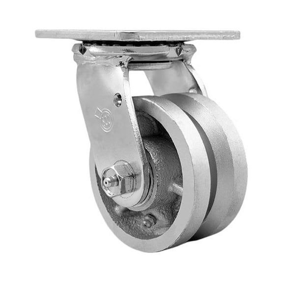 4 Inch V-Groove Semi Steel Cast Iron Wheel Swivel Caster with Bronze Bearing SCC