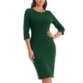 thumbnail image 1 of INSPIRE CHIC Robe Fourreau pour Femme Fermeture Éclair au Cou Robe Crayon de Travail Vert P, 1 of 5