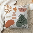 thumbnail image 2 of Boho Pillow Covers 18x18 Inch - Abstract Botanical and Geometric Shapes, Neutral Tone Decorative Cushion Cases for Contemporary Home Decor, 2 of 6