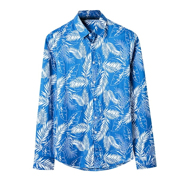 Camisas Para Hombre Camisa de flores de algodon de manga larga para hombres Camisa perezosa de vestir para hombres B 5XL Walmart en linea