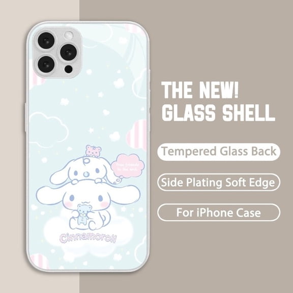 Sanrio Cinnamoroll Phone Case For iPhone 14 13 12 Mini Pro XS Max X Plus SE XR Tempered Glass Cover 2024