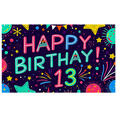 thumbnail image 2 of Colorful Neon Style Happy 13 Birthday Backdrop Banner Party Decors Background Photography Props for Birthday Party Celebration Decorations Photo Booth Setup, 2 of 8