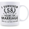 thumbnail image 2 of 58th Wedding Anniversary Mugs for Couple Husband Wife - I Survived 58 Years of Marriage and All I Got Was This Mug - 58 Year Anniversary 11 oz Coffee Mug for Him Her, 2 of 7