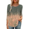 thumbnail image 2 of ALLLIST 3/4 Sleeve Womens Tops Crew Neck Summer Blouse Pleated Trendy Color Block Tunic for Women, 2 of 9