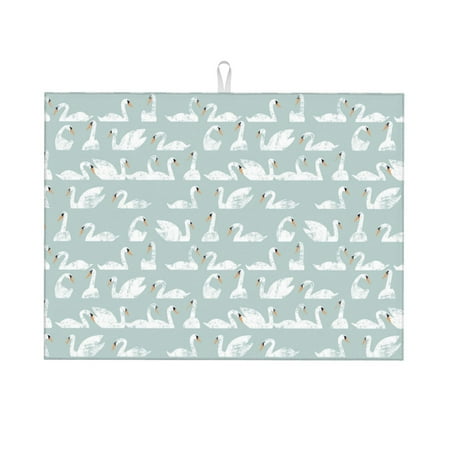 

Kdxio White Swan for Dish Drying Mat 24*18 inch Absorbent Dish Drainer Kitchen Counter Large Size Dish Drying Pad for Countertops Draining Racks