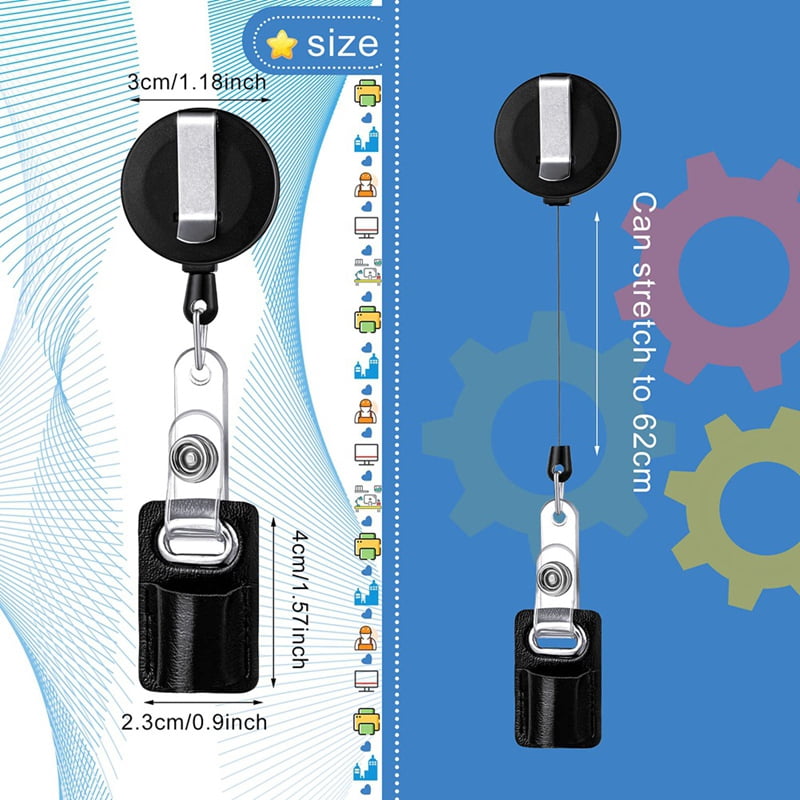 10Pc Retractable Pull Pen Pencil Holder Lanyard Leather Portable Pen Badge Reel Clip for Carpenter Pencil Nurses Teacher