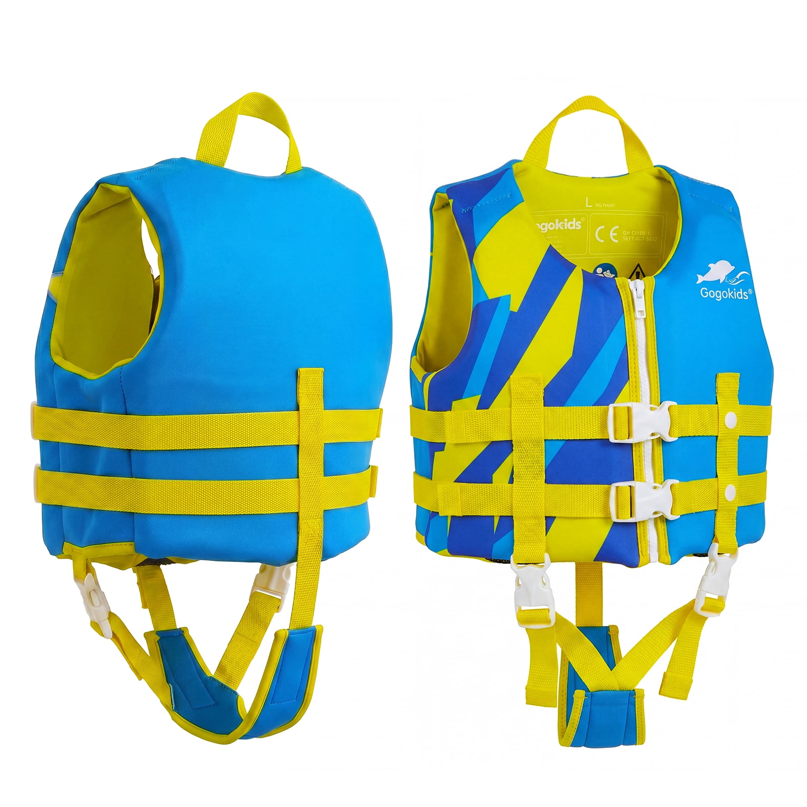 Gogokids Kids Swim Vest Toddler Life Jacket,Flotation Swimming Aid with Adjustable Safety Strap for Boys Girls Age 2-9 Years/28-66Lbs