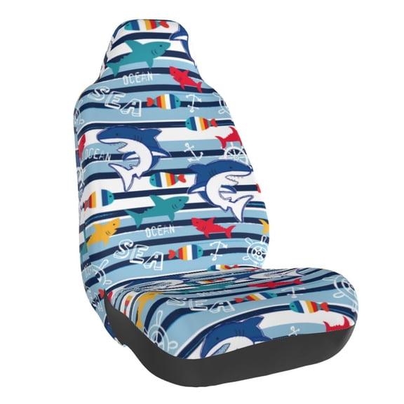 Naloa Fish And Shark Car Seat Covers Universal Front Seat Coves for Car Accessories ,Padded Car Covers for Automotive, SUV, Truck, and Van