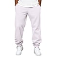 thumbnail image 2 of IAJDKMEK Men's Sweatpants Jogger Style - Drawstring Elastic Waist Fleece Lined Solid Color Tapered Cuffed Pants for Men Workout,White 2XL, 2 of 8