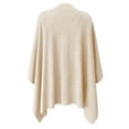 thumbnail image 3 of PULI Womens Open Front Poncho Sweater Pure Wrap Topper （Beige）, 3 of 8