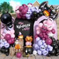 thumbnail image 1 of Juego de guirnaldas de globos para Halloween ya preparado con forma de murciélago araña y calabaza, 1 of 8