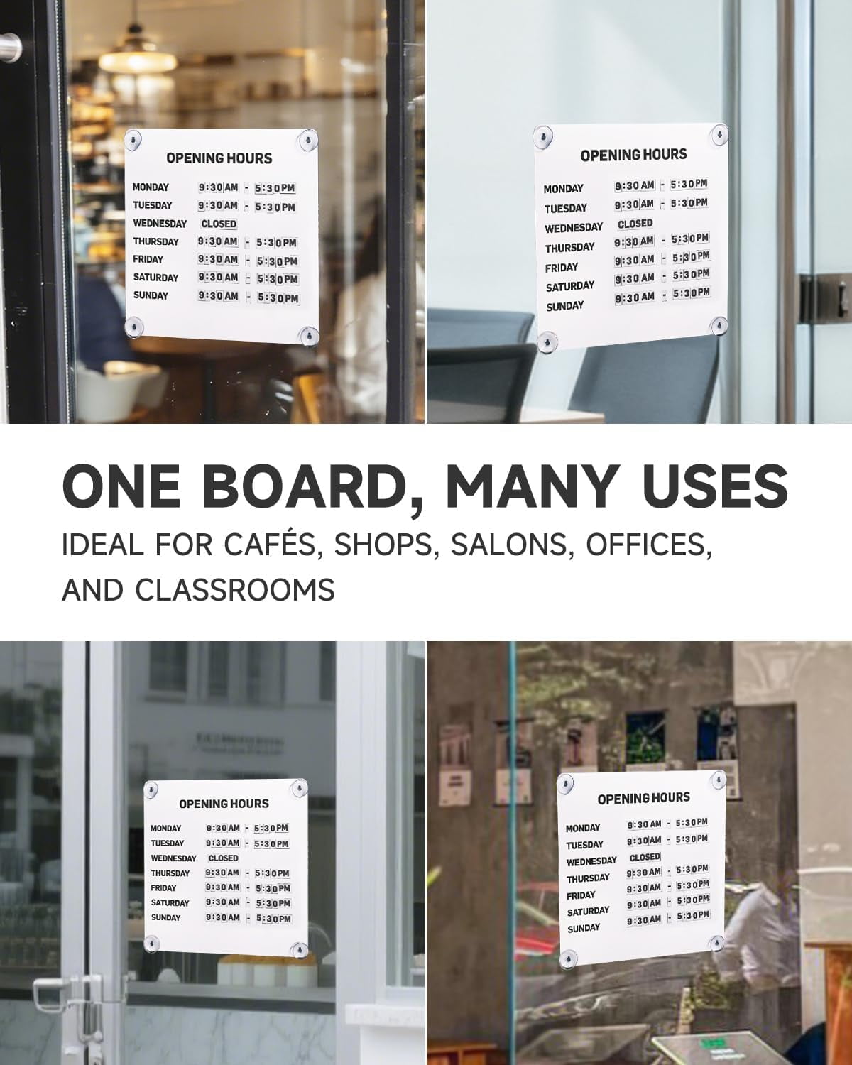 Nathome Magnetic Metal Business Hours Sign, Open Closed Display Board with Suction Cup and Adhesive Wall Mount, Reusable, 10.24 x 10.24 in