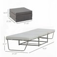 thumbnail image 6 of Full Size Metal Platform Bed Frame with Thick Padding,Foldable Ottoman for Small Room, Gray, 6 of 8