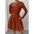 thumbnail image 6 of PRETTYGARDEN Fall Dresses for Women Casual Long Sleeve Bubble Cute Crew Neck A Line Mini Short Dress with Pockets, 6 of 7