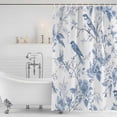 thumbnail image 2 of White Blue Spring Floral Shower Curtain Set - 72" x 78" Washable Bathtub Curtain with 12 Hooks, Summer Birds Botanical Waterproof Fabric Stall Shower Curtains for Bathroom/Bathtub Décor, 2 of 6