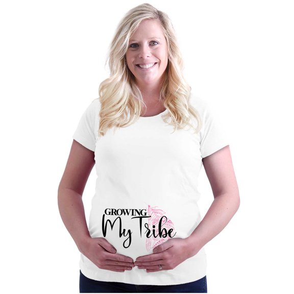 Cute Boho Tribal Feather Baby Bump Women's Maternity T Shirt Tee Brisco Brands S