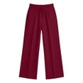 thumbnail image 4 of Enjoytime Work Pants Women Solid Color Stretch Waist Strap Drawstring Wide Leg Pants Travel Casual Loose Trousers, 4 of 8
