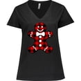 thumbnail image 3 of Inktastic Buffalo Plaid Gingerbread Man Women's Plus Size V-Neck T-Shirt, 3 of 5