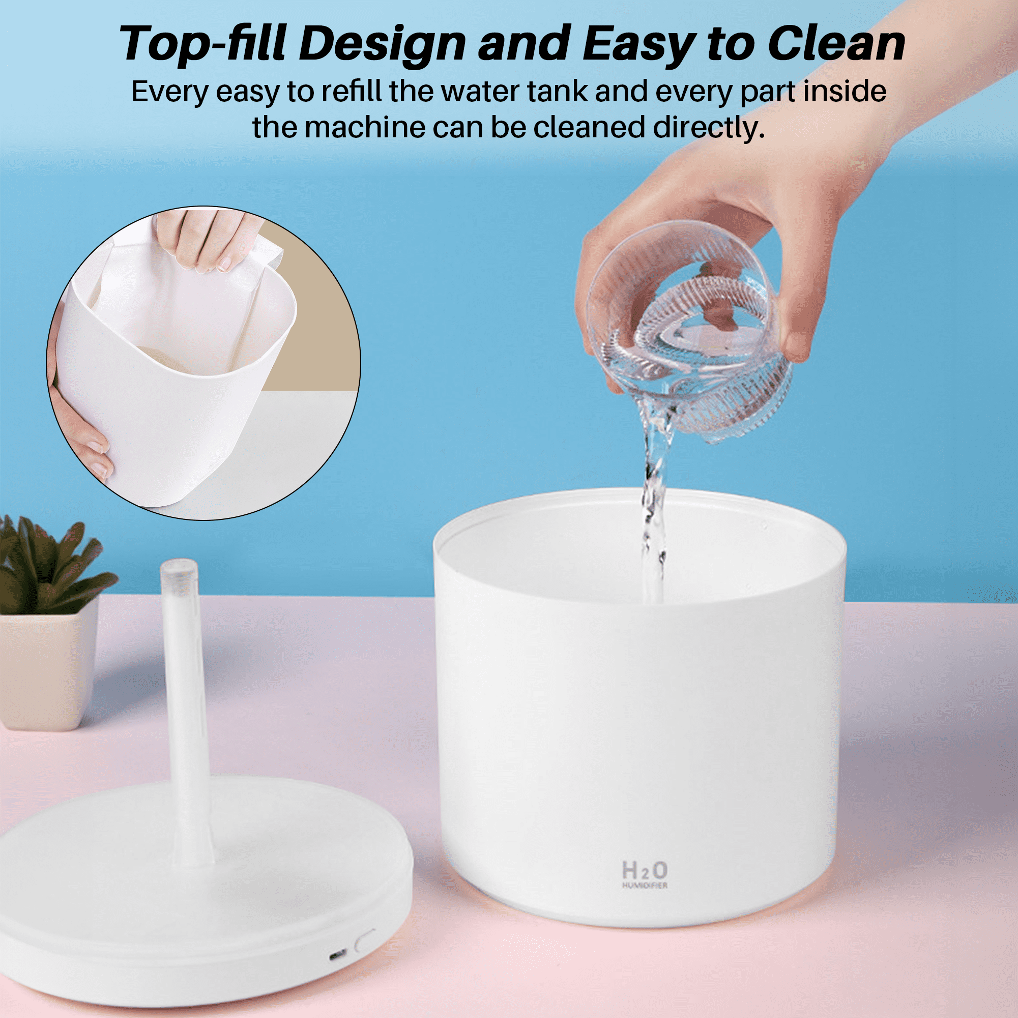 RAPOBRIX 2L Ultrasonic Cool Mist Humidifier for Room - Quiet Air Vaporizer for Baby