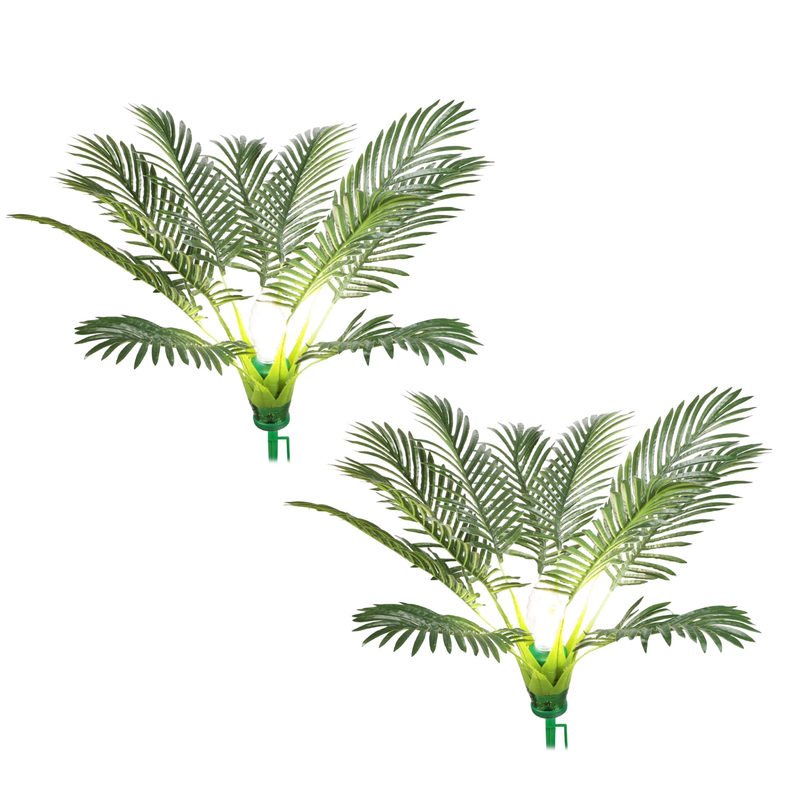 2 Pack Solar Christmas Palm Tree Lights Outdoor, 25" Prelit Artificial Plants with 8 Lighting Modes, Pathway Spike for Xmas Yard, Patio, Garden Decor