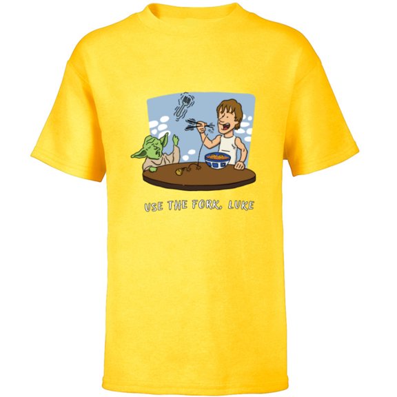 Star Wars “Use the Fork, Luke” Yoda Chopsticks Funny - Short Sleeve T-Shirt for Kids - Customized-Yellow