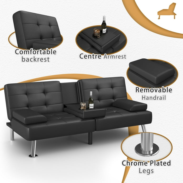 Walmart faux 2024 leather futon