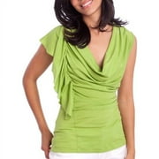 Susie Rose - Juniors Plus One Shoulder Ruffle Cowl Front Top