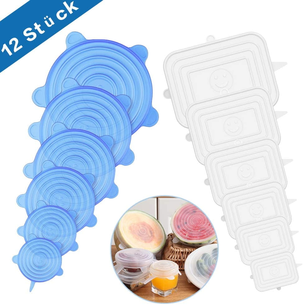 Elastic Silicone Lids, 12Part Silicone Stretch Lids, BPA Free Reusable