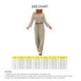 thumbnail image 4 of Women Top Pants Suit Long Sleeves V Neck Button Front Drawstring Closure Two Piece Outfits Khaki 3XL, 4 of 4