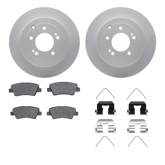 Dynamic Friction Company Rear Geospec Brake Rotors with 5000 Advanced Brake Pads includes Hardware 4512-03176